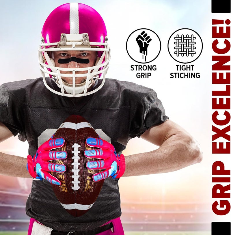 PLAYEUR Premium Football Gloves for Kids Youth & Adults-Premium Sticky Receiver with Adaptive Fit Technology-Ultra-Grip Performance - Image 3
